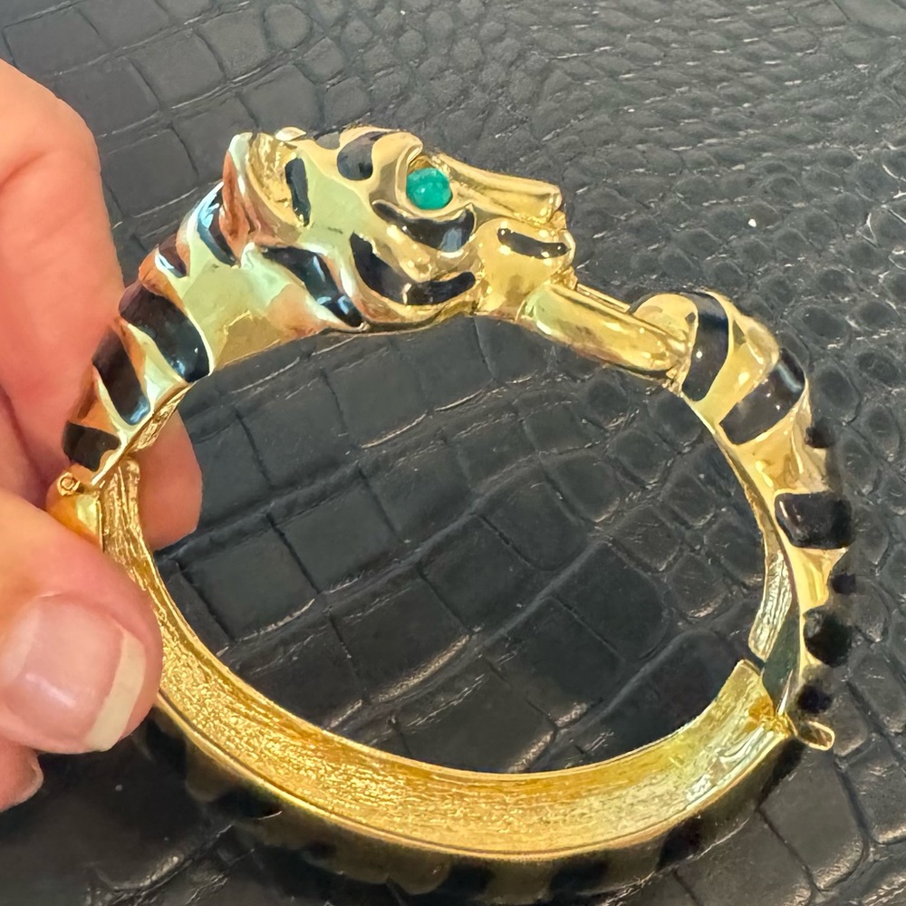 Gold and Black Tiger Bangle Bracelet